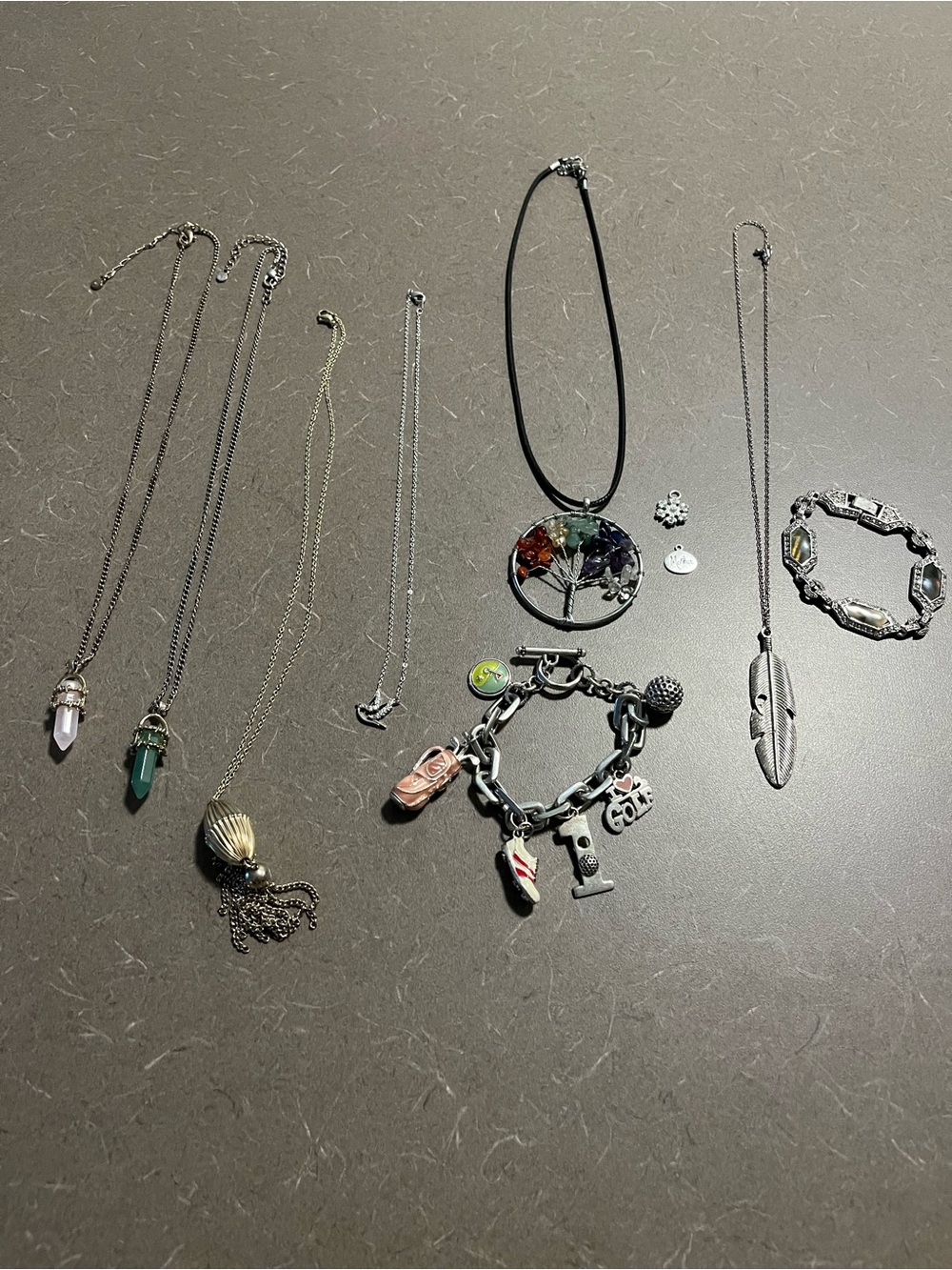 Misc Jewelry lot - golf bracelet, necklaces and 925 Mother pendant and more
